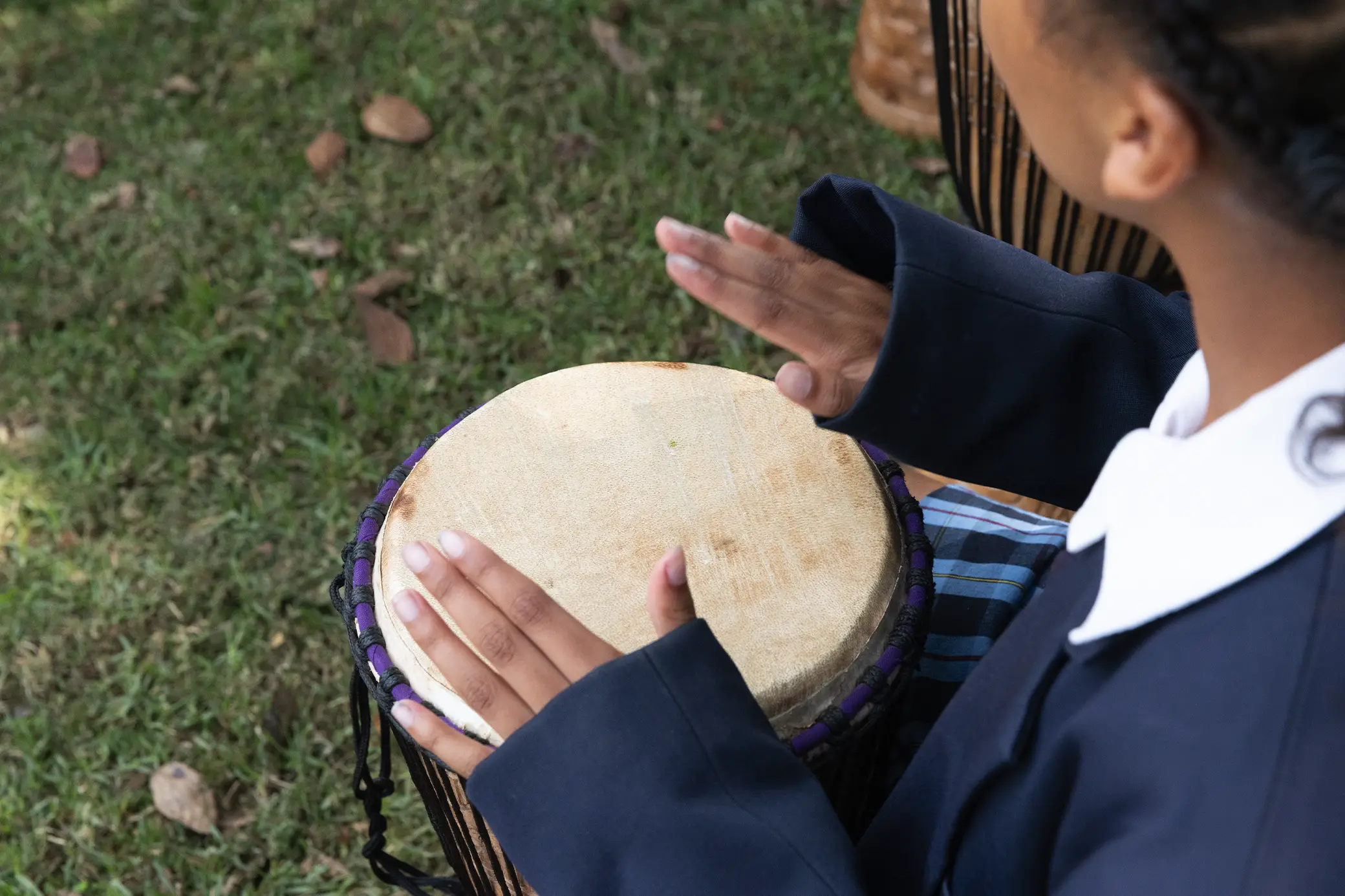 Students playing African drums at Summerhill School