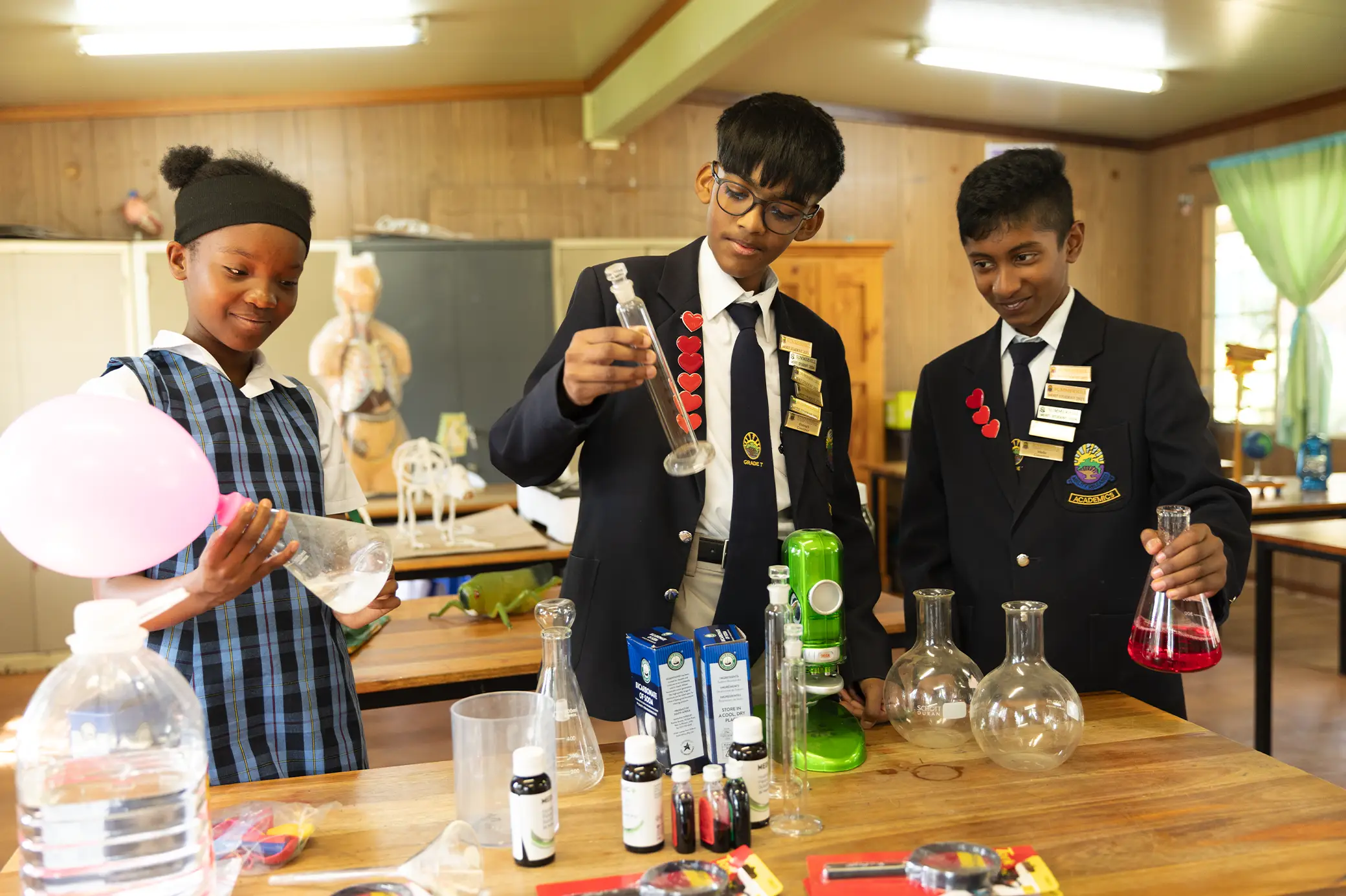 Chemistry experiment in the Summerhill Prep science lab